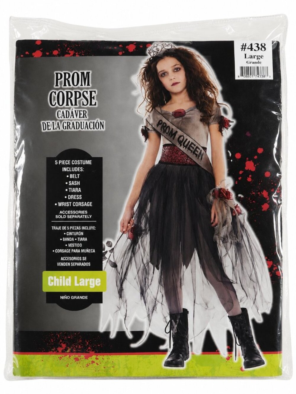 Prom Corpse Zombie Prom Queen Halloween Costume Girls Size Large 12/ 14 years